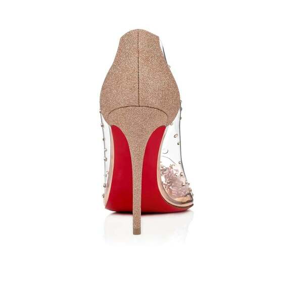 Christian Louboutin Degrastrass PVC 100 Pink Courtisane Glitter Heel Pump 35.5 - Picture 10 of 12